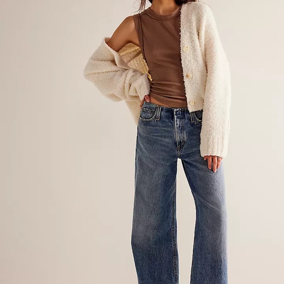 Free People NWOT Heather Cardi Medium Stark White - Picture 4 of 4